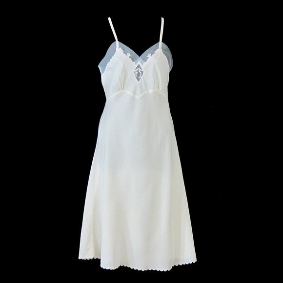 Parisian Maid Silk Ivory Slip Nightgown Dress Vintage 1940s Size 34 Jay Thorpe - Picture 1 of 12